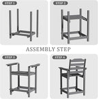 OTSUN Tall Adirondack Chair, 24 inches HDPE Bar Height Outdoor Chair, All Weather Resistant Adirondack Bar Stools for Balcony, Porch Kitchen (1 PC, Gray)