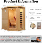 Infrared Sauna with Recliner, 1-2 Person Hemlock Wood Indoor Home Sauna, Dry Sauna Spa with 2300W/220V Heater Tube & Carbon Panels, Control Panel, 10 Minutes Pre-Warm up, Oxygen Bar, Hourglass