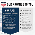 American Flag 5x8’ | Embroidered Stars & Sewn Stripes | Heavy Duty U.S. Flag | Durable 210D Oxford Nylon for High Winds | Quadruple Stitched Fly End Brass Grommets | Patriotic Decor