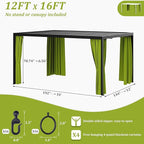Gazebo Universal Replacement Privacy Curtain,12'×16' Gazebo Outdoor Waterproof Curtains, 4-Panels Sidewall Curtains with Double Zipper for Patio Canopy, Garden and Backyard (Curtain Only)