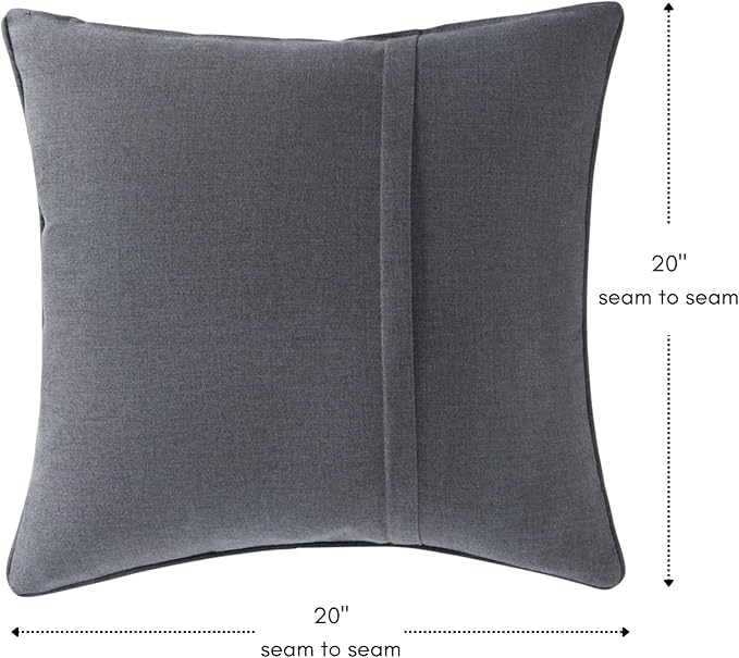 Greendale Home Fashions Sunbrella 20" Square Outdoor Throw Pillow with Removable Cover (Set of 2), Cast Slate 2 Count