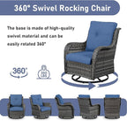 Patio Wicker Chairs Swivel Rocker,3 Pieces Patio Furniture Set with 360 Degree Wicker Swivel Rocking Chairs and Side Table for Garden,Porch,Backyard