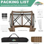 COBIZI 10x10ft Pop up Gazebo Screen House Tent for Camping, Pop-up Camping Canopy with Sidewalls,Portable Outdoor Quick-Set Hub Tent with Carrying Bag&Ground Stakes,Brown(Upgraded 2.0)