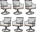 PHI VILLA Swivel Chairs Set of 6 Patio Dining Rocker Chair with Cushion Rocking Patio Furniture for Garden Backyard Bistro, Beige