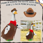 Porch Goose Outfits for 23” High Plastic Goose Cowboy Outfits Clothes for Cement Goose for Indoor Outdoor Garden Yard Lawn Patio Art Decor