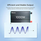 Renogy 1000W Pure Sine Wave Inverter 12V DC to 120V AC Converter for Home, RV, Truck, Off-Grid Solar Power 110V with Built-in 5V/2.1A USB Port, Hardwire Remote Controller