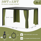 Gazebo Universal Replacement Privacy Curtain,10'×13' Gazebo Outdoor Waterproof Curtains, 4-Panels Sidewall Curtains with Double Zipper for Patio Canopy, Garden and Backyard (Curtain Only)
