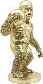 Lukitas Gorilla Playing Basketball Figurine Decor, Kingkong Statue and Sculpture Decor, Creative Decoration for Living Room Office, Golden, Resin 13.5''