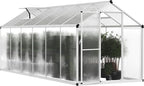 BlueWish 6x12FT Greenhouse for Outdoors, Aluminum Heavy Duty Greenhouse Kit with Lockable Door, 4MM Thickness Polycarbonate, Upgraded Rivet Structure Walk-in Green House for Garden, White