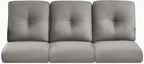 Pop 22x25/22x24 Outdoor Cushions for Patio Couch Chairs Set of 3 - High Back Comfy Outside Seat Cushions for Lawn Wicker Dining Rocker Glider Loveseat 3-Seater Sectional Sofa - Grey/Button