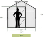 Vego Garden Junior Victorian Greenhouse 8ft – Durable Aluminum Frame with Polycarbonate Panels – All-Season Greenhouse for Backyard or Patio