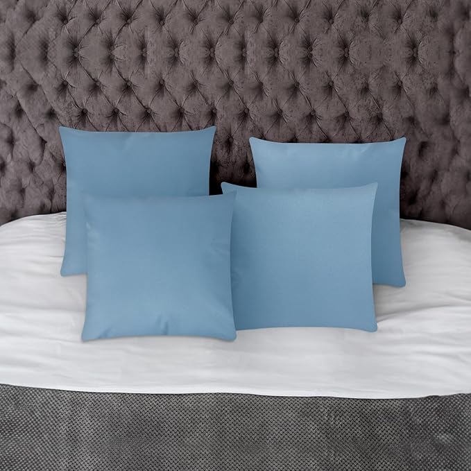 Covers & All Premium Square Throw Pillow Inserts with Covers Set of 4, 28 x 28 Inches Sky Blue, Decorative Cushions for Couch Sofa Home Decor Office Travel UV Resistant Waterproof Soft Cushions