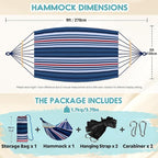 Anyoo Garden Cotton Hammock Comfortable Fabric Hammock with Spreader Bar Sturdy Hammocks Up to 450lbs Portable Lightweight Hammocks with Travel Bag for Camping Outdoor/Indoor Patio Backyard