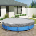 ECOOPTS 12 ft Round Pool Cover for Above Ground Pools, Swimming Pool Cover Protector Winter Safety Cover (Gray White Stripes)