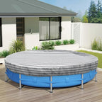 ECOOPTS 16 ft Round Pool Cover for Above Ground Pools, Swimming Pool Cover Protector Winter Safety Cover (Gray White Stripes)
