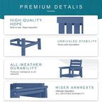 7 Piece Patio Dining Set with 11ft Patio Umbrella (Royal Blue), 7 Navy Outdoor HDPE Dining Set with 6 Chairs + 1 Large Table, for Market, Pool, Garden, Backyard, Deck