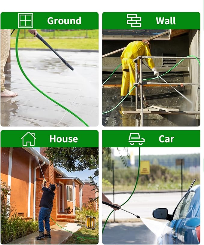 Pressure Washer Hose 125FT 3/8" for Cold and Hot Water 212°F, with Swivel Quick Connect, 4500PSI Kink Resistant Grade Steel Wire Braided, Power Washer Hose With 2pcs M22-14mm Adapter