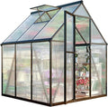 6 x 6 FT Greenhouse for Outside,Aluminum Walk-in Greenhouse,Dark Gray