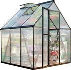 6 x 6 FT Greenhouse for Outside,Aluminum Walk-in Greenhouse,Dark Gray