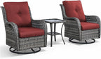 Patio Wicker Chairs Swivel Rocker,3 Pieces Patio Furniture Set with 360 Degree Wicker Swivel Rocking Chairs and Side Table for Garden,Porch,Backyard