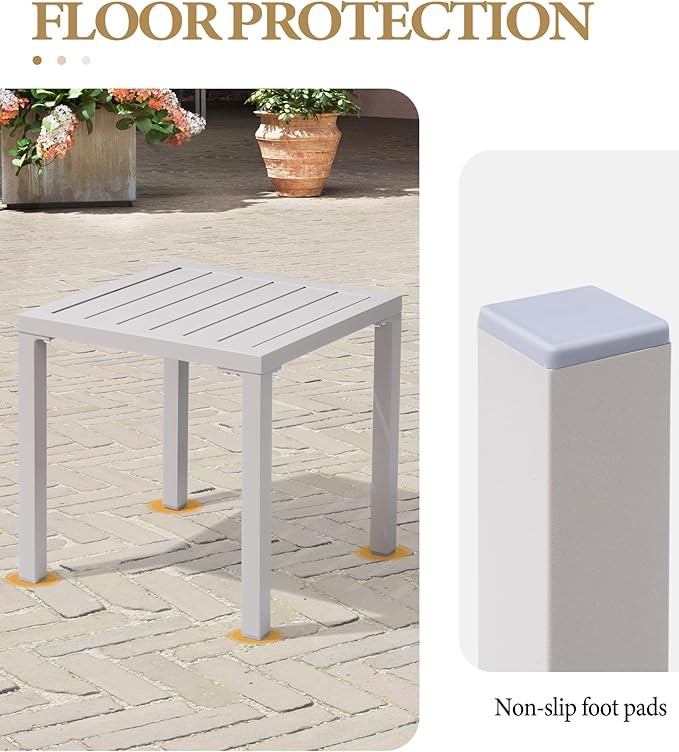 Crestlive Products Aluminum Outdoor Side Table Set of 2, Pool Lounge Chair Side Table, Weather Resistant Small Square Coffee End Table for Patio, Yard, Garden, Porch, Deck, Outdoor