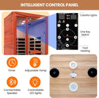 Sauna, Far Infrared Saunas for Home Room 1550W/110V Indoor Sauna for Single Person Okoume Wood Sauna Spacious 1 - 2 Person Low EMF Dry Sauna with Speakers/Air Hole and Color Lighting 39.4*35.4*74.8 IN