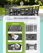 10 Piece HDPE Outdoor Dining Set for 8, Patio HDPE Furniture Set with 2 Table and Umbrella Hole, Outdoor Table and Chairs for Garden, Poolside, Backyard, Deck