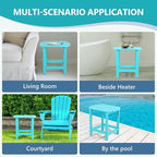 Plawdlik Hdpe Outdoor Adirondack Side Table, Wooden Textured, Set for Patio, Garden, Porch, Pool Composite Patio, Backyard, Bathroom and Indoor, Maintenance & Weather Resistant(Aruba Blue)