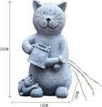 Solar Cat Garden Statues Outdoor Decor with LED Lights Lovely Cat Statue for Patio Balcony Yard Lawn Ornament, Birthday Gardening Gifts for Mom Grandma Women