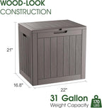 KAMABOKO 32 Gallon Outdoor Storage Box 2 Pack All-Weather Deck Box for Patio Furniture, Package Deliveries, Garden Tools, Pool Supplies & Cushions, Grey