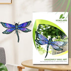 HONGLAND Metal Dragonfly Decor, Dragonfly Outdoor Wall Decor, Metal Wall Art, Wall Sculptures Gifts Hanging Decorations for Garden Yard Home-Blue 14 Inch