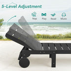 Outdoor Chaise Lounge Chairs with Table, 2-Piece, 26.8” Super Wide Lounge Chair Outdoor, HDPS Pool Chairs with 5 Positions, Patio Lounge Chair with Wheels for Pool,Lawn,Backyard, Black