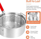 Aluminum Fish Fryer Pot with Basket | 10QT Deep Frying Pot with Handle | Outdoor Oil Fryer pan with Fry Basket | Cooking Pot | Fried Chicken, Fish, Seafood, Turkey Legs, French Fries