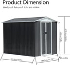 Ball & Cast 10x8 FT Outdoor Storage Shed with Windows, Metal Garden Sheds with Punched Vents and Lockable Door,Clearance Tool House with Aluminum Frames for Backyard,Patio,Grey