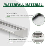 Waterfall Pool Fountain, LONGRUNNEW Stainless Steel Waterfall Spillway with Pipe Connector Kits for Outdoor/Indoor Decorative, 35.4 Inches Pool Water Feature for Garden Patio, Backyard Koi Pond Decor
