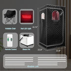 Steam Saunas for Home,Full Body Red Light Sauna Tents Portable Large Space Remote Control Indoor Steamer Sauna Box with 3L Steamer Machine,Foldable Chair,Pocket