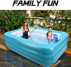 Inflatable Pools for Kids and Adults, 82" X 57" X 25" Kiddie Pools with Inflatable Soft Floor, Durable Family Swimming Pool for Backyard, Garden or Indoor (Green)