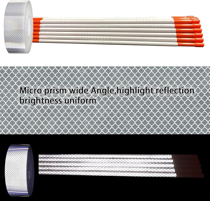 Driveway Marker(High Brightness “Micro Prism ”Reflective Materials) 48 Inch 5/16" Dia,32PCS，Fiberglass Reflective Snow Stakes, for Snow Plow Parking Lots,Snow Stakes.