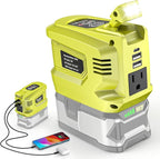 Portable Power Inverter Compatible with Ryobi,Ecarke Real 200W Outdoor Generato Battery Converter with 2 USB&LED&AC Powered Outlet,Convert DC 18V to AC 110V Portable Power Station(No Battery)