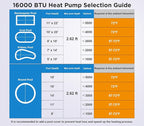 16000BTU Above Ground Pool Heat Pump for 5000 Gallon Pools, WiFi Smart Control, Titanium Heat Exchanger, 110V-120V/60Hz Efficient Heating