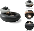 13.39" H Outdoor Water Fountain Made with Eco-Friendly Recyclable Materials, Polyethylene Rock Waterfall Outdoor Fountain, Garden Decor with LED Light & Pump for Patio, Backyard (13.39")