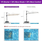PURPLE LEAF 8' X 8' Patio Umbrella for Pool 7' High Offset Outdoor Cantilever Umbrella Swimming Pool Umbrella with 360°Rotation for Poolside Beige
