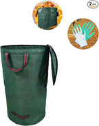 Garden Bags for Leaves, Leaf Bags Reusable Zippered Top with Yard Leaf Collector Bag Heavy Duty with 4 Handles Garden Leaf Bag Leaf Collector Come with Gloves (80Gallon)