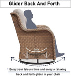 Swivel Rocker Patio Chairs：2 Pieces Patio Swivel Rocker Chairs with Wicker Armrests Patio Swivel Rocking Chair Outdoor Swivel Rocker Patio Chair