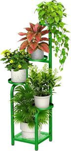 TOSKING 5 Tier Tall Plant Stand Indoor Outdoor, Heavy Duty Corner Shelf for Plants & Decor, Space Saving 3.9FT Metal Flower Pot Stand for Balcony, Garden, Living Room, Patio (Green, 47in)