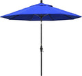 California Umbrella 9' Round Aluminum Pole Fiberglass Rib Market Umbrella, Crank Lift, Collar Tilt, Black Pole, Sunbrella Spectrum Mist