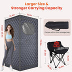 Portable Sauna for Home, Upgraded Personal Steam Sauna Box with 3L 1200W Steamer, Folding Chair, Extra Large Size Foldable Home Sauna 3’X 3’X 5.9’, Full Body Sauna Tent for Relaxation Spa, Gray