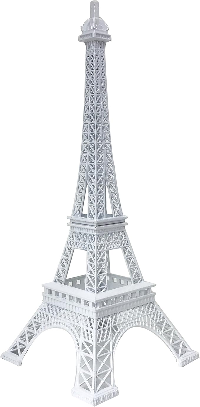 allgala 19 Inch 48CM Eiffel Tower Statue Decor Alloy Metal-White (EF19-86191)