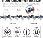 12 Inch Chainsaw Chain 3/8" LP Pitch .043" Gauge 44 Drive Links- 61PMM3 44 Fits STIHL HT101 Pole Saw, ECHO PPF-210/225/280/2620, PPT-260/266-36100050044, 90PX44CQ, R44 (3 Packs) (90YNP-6)