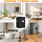 Upgraded Portable Steam Sauna, Portable Sauna Box for Home, Home Sauna Tent Full Body, 1200W 3L Steam Generator, 99 Minute Timer, Folding Chair, Remote Control Included(Black)